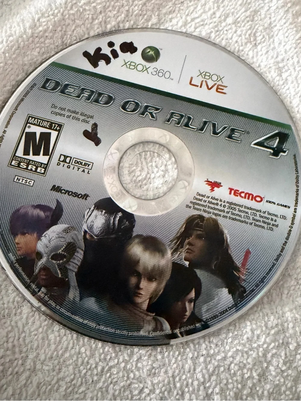 Xbox 360 Dead or Alive 4 Game Disc - Silver